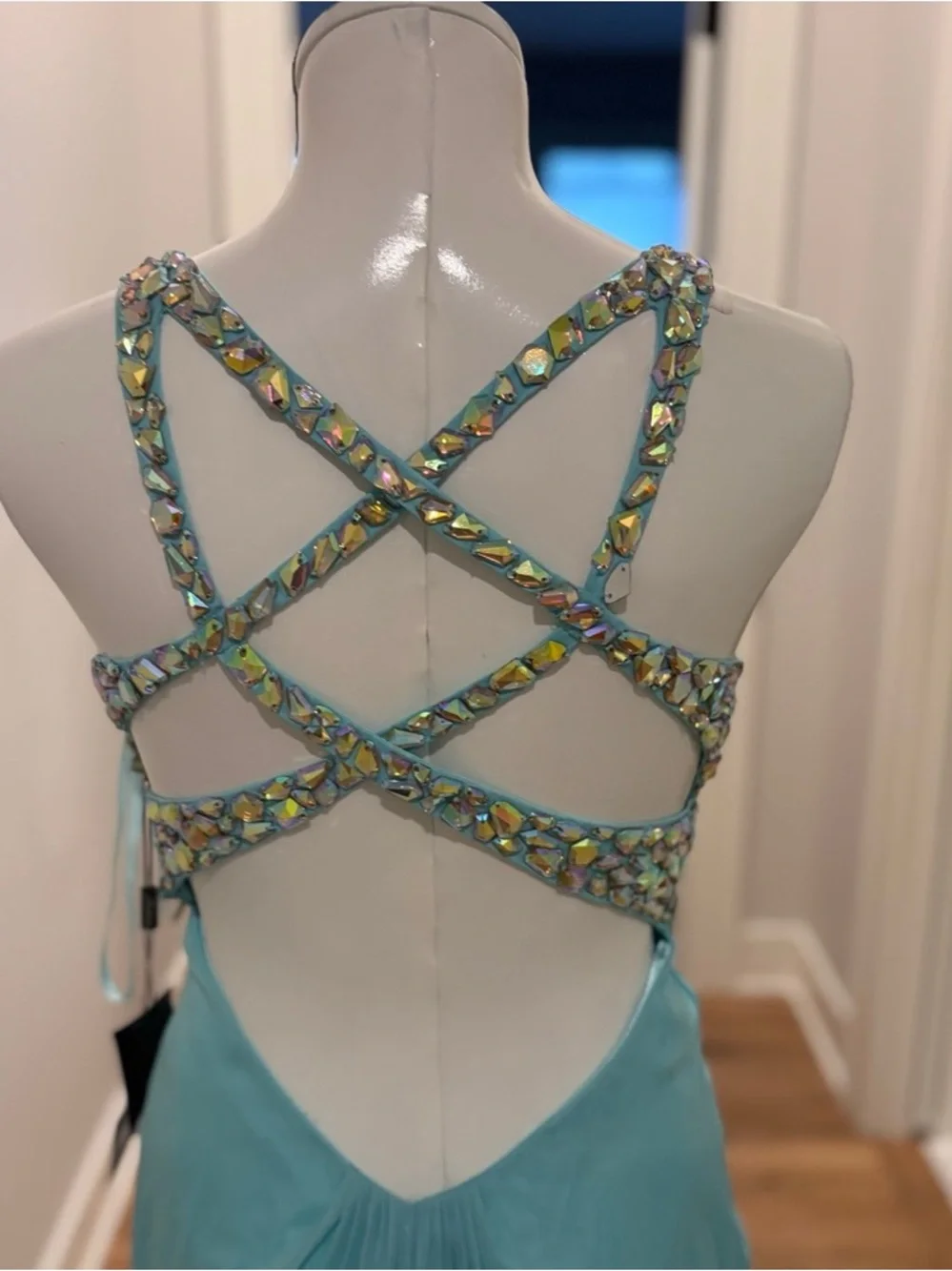 La Femme Light Blue Embellished Prom Dress. Size 2. New
